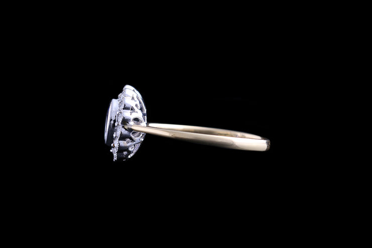 18ct Yellow Gold Diamond and Tanzanite Oval Cluster Ring