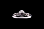 18ct White Gold Diamond and Pink Sapphire Oval Cluster Ring