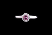 18ct White Gold Diamond and Pink Sapphire Oval Cluster Ring
