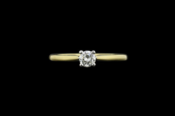18ct Yellow Gold and Platinum Diamond Single Stone Ring