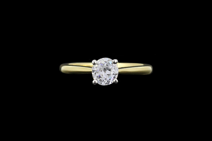 18ct Yellow Gold and Platinum Diamond Single Stone Ring