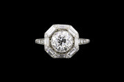 Platinum Diamond Target Ring with Diamond Shoulders