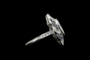 Art Deco Platinum Diamond and Sapphire Dress Ring