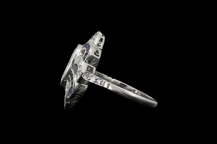 Art Deco Platinum Diamond and Sapphire Dress Ring