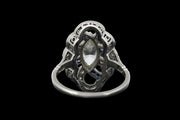 Art Deco Platinum Diamond and Sapphire Dress Ring