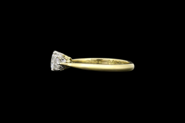 18ct Yellow Gold and Platinum Diamond Three Stone Ring