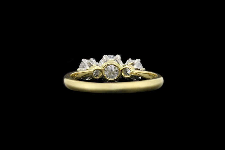 18ct Yellow Gold and Platinum Diamond Three Stone Ring