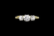 18ct Yellow Gold and Platinum Diamond Three Stone Ring