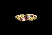 Edwardian 18ct Yellow Gold Diamond and Ruby Five Stone Twist Ring