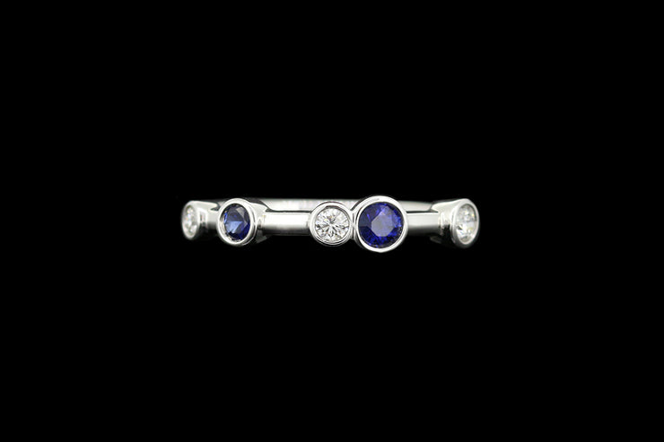 18ct White Gold Diamond and Sapphire Scatter Ring