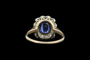 Edwardian 18ct Yellow Gold and Platinum Diamond and Sapphire Cluster Ring
