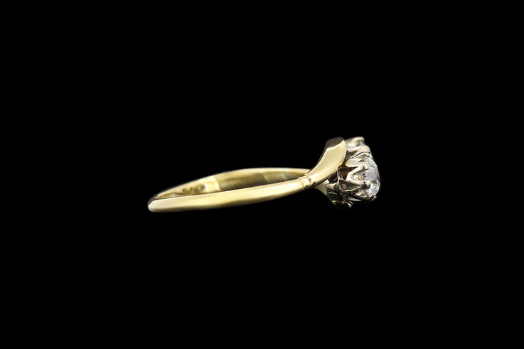 18ct Yellow Gold and Platinum Diamond Two Stone Twist Ring