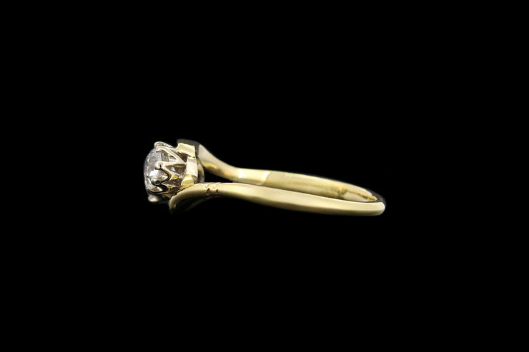 18ct Yellow Gold and Platinum Diamond Two Stone Twist Ring