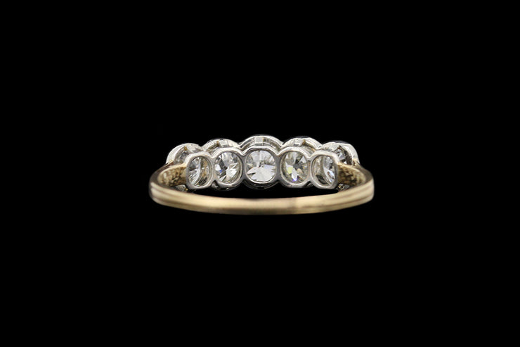 Edwardian 14ct Yellow Gold and White Gold Diamond Five Stone Ring