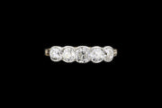 Edwardian 14ct Yellow Gold and White Gold Diamond Five Stone Ring