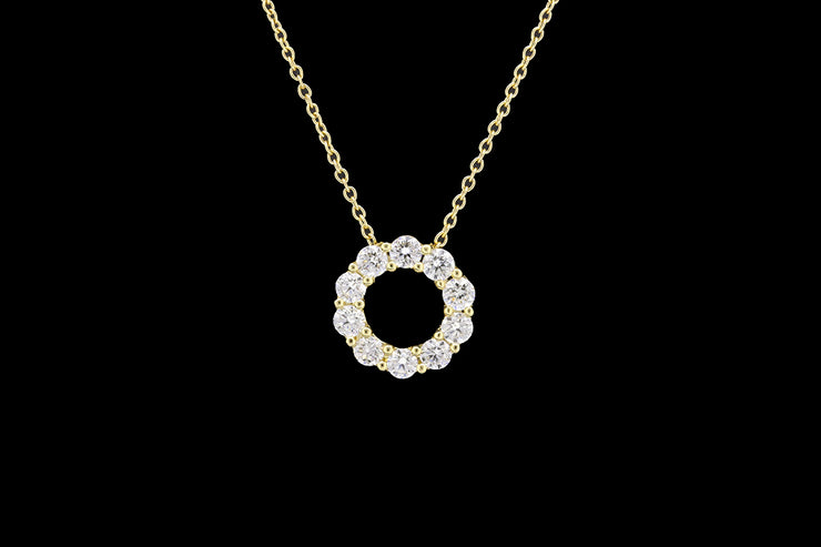 18ct Yellow Gold Diamond Halo Pendant