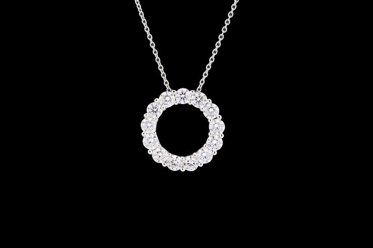 18ct White Gold Diamond Halo Pendant