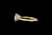 18ct Yellow Gold Diamond and Pink Sapphire Three Stone Ring
