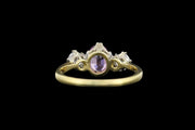 18ct Yellow Gold Diamond and Pink Sapphire Three Stone Ring