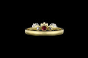18ct Yellow Gold Diamond and Ruby Three Stone Ring