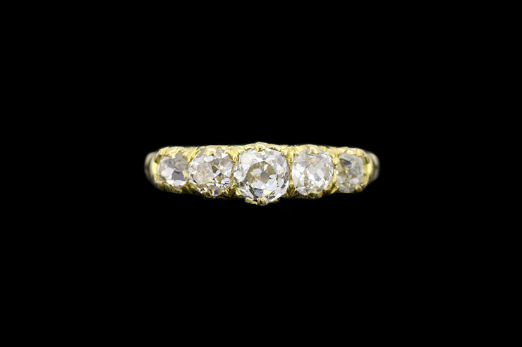 Victorian 18ct Yellow Gold Diamond Graduated Five Stone Ring