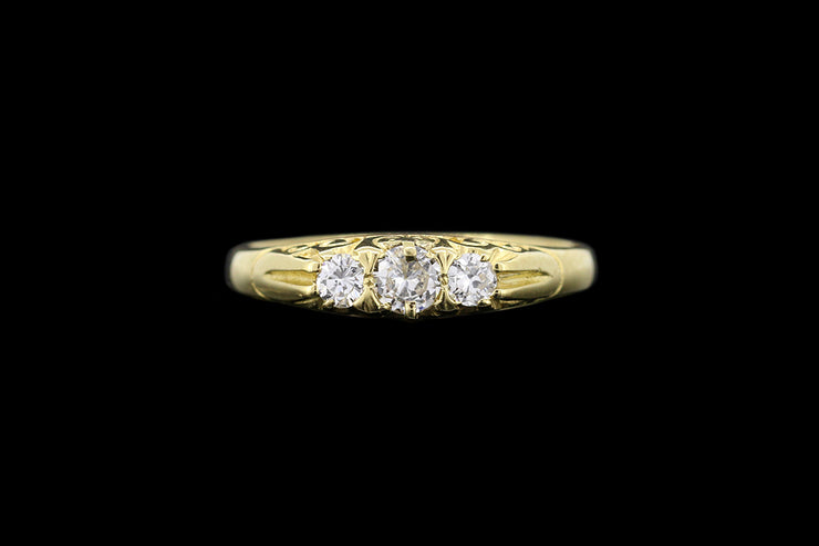 18ct Yellow Gold Diamond Three Stone Ring