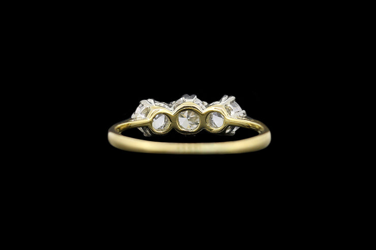 18ct Yellow Gold and Platinum Diamond Three Stone Ring