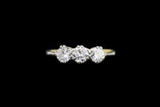 18ct Yellow Gold and Platinum Diamond Three Stone Ring