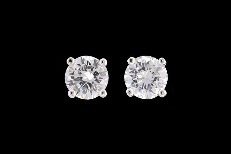 18ct White Gold Diamond Solitaire Stud Earrings