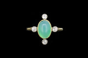 Edwardian 18ct Yellow Gold and Platinum Diamond and Jade Dress Ring