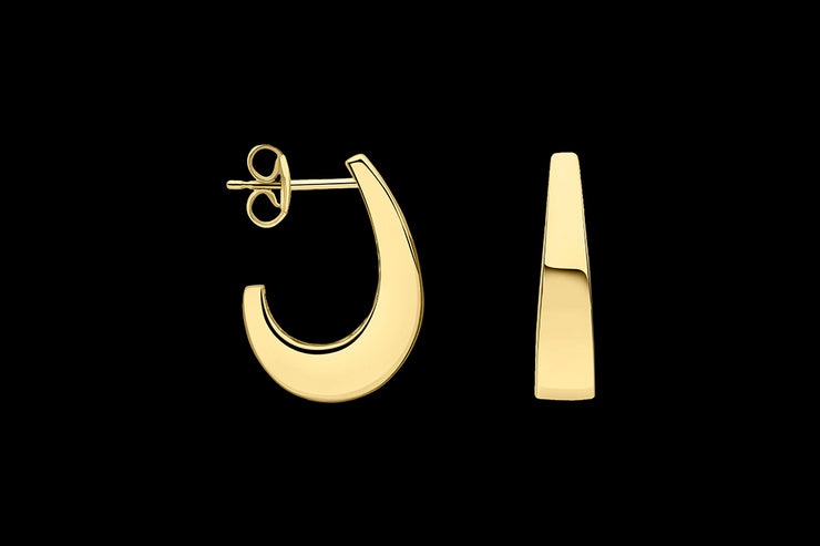 9ct Yellow Gold Tapered Half Hoop Earrings