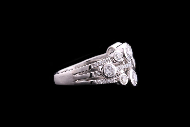 Platinum Diamond Triple Row Dress Ring