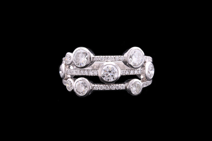 Platinum Diamond Triple Row Dress Ring