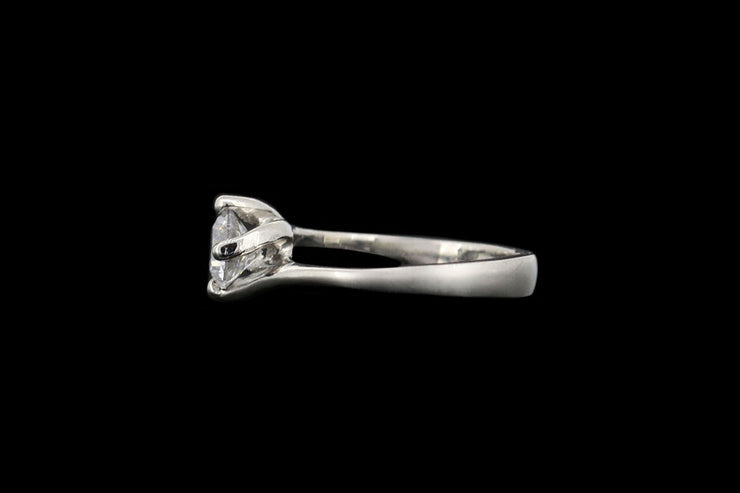 Platinum Diamond Single Stone Ring with Twist Shoulders