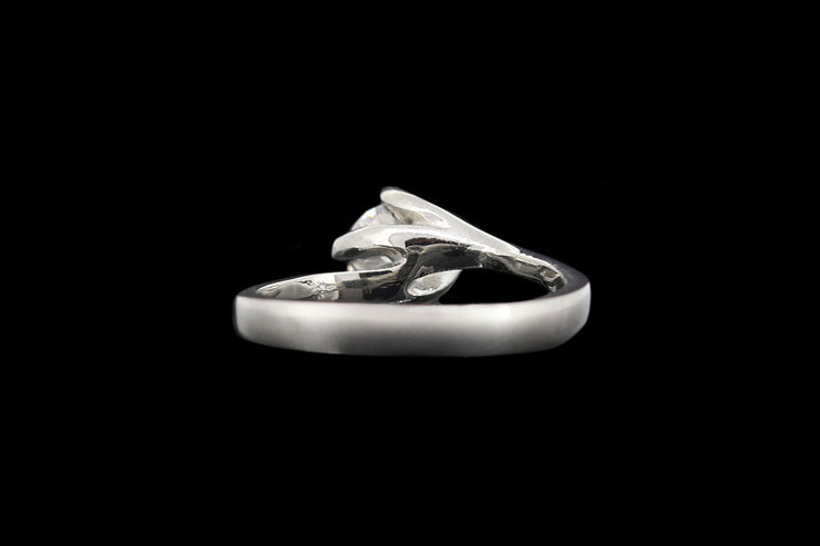 Platinum Diamond Single Stone Ring with Twist Shoulders