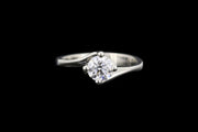 Platinum Diamond Single Stone Ring with Twist Shoulders