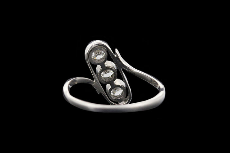 18ct White Gold Diamond Three Stone Twist Ring