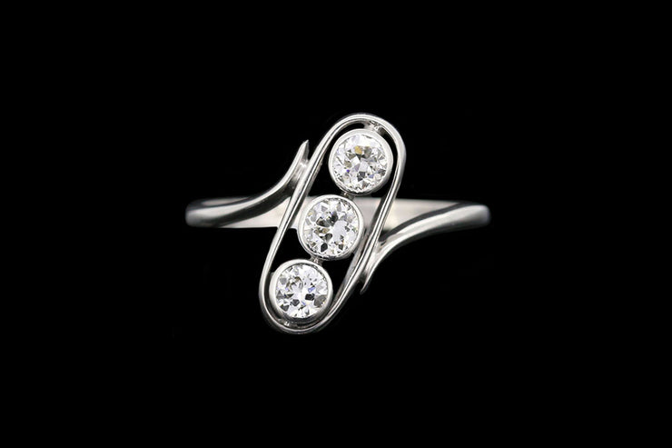 18ct White Gold Diamond Three Stone Twist Ring
