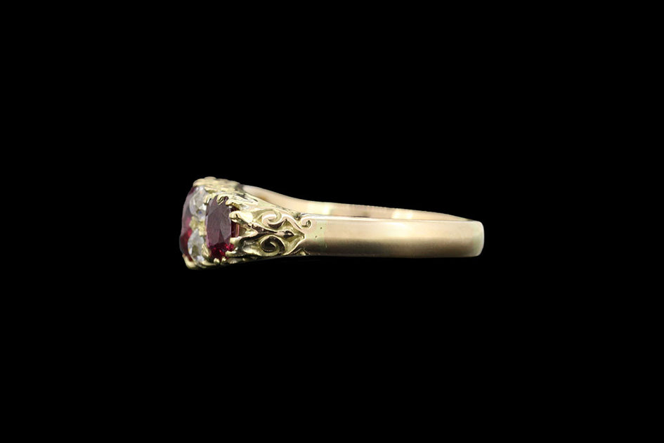 Victorian 18ct Yellow Gold Diamond and Ruby Seven Stone Ring ...