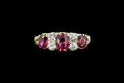 Victorian 18ct Yellow Gold Diamond and Ruby Seven Stone Ring