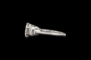 Platinum Diamond Single Stone Ring with Diamond Shoulders