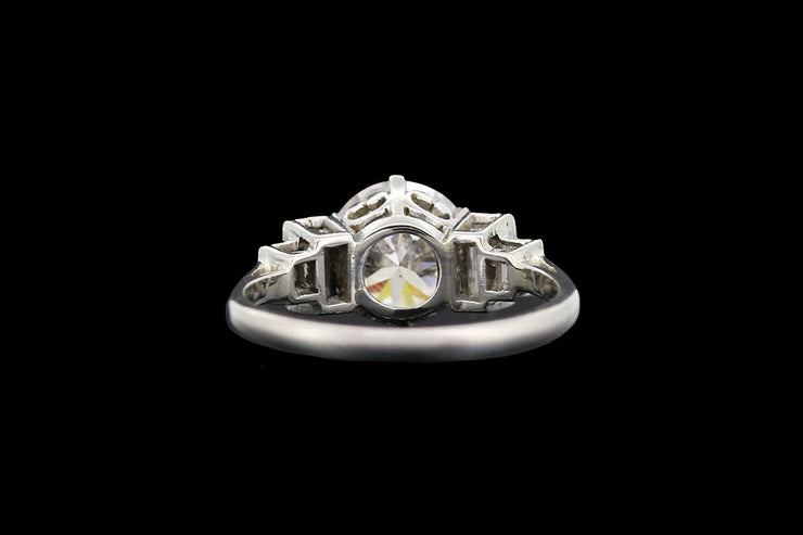 Platinum Diamond Single Stone Ring with Diamond Shoulders