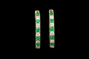 18ct Yellow Gold Diamond and Emerald Hoop Earrings