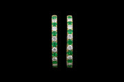 18ct Yellow Gold Diamond and Emerald Hoop Earrings