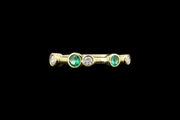 18ct Yellow Gold Diamond and Emerald Scatter Ring