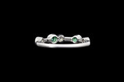 18ct White Gold Diamond and Emerald Scatter Ring