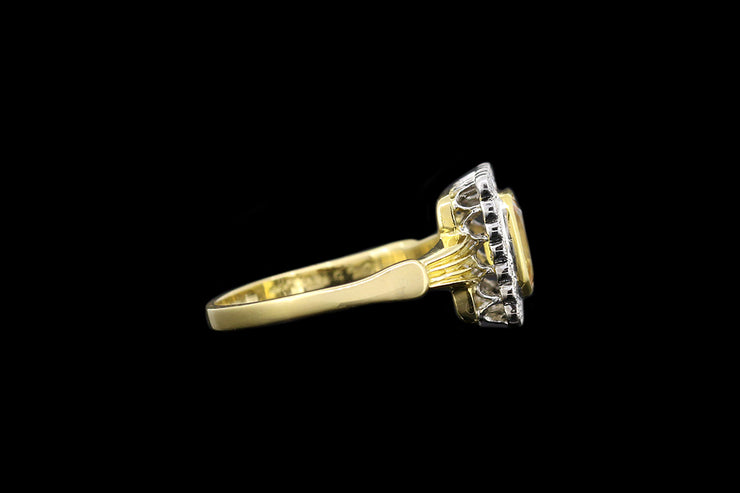 18ct Yellow Gold Diamond and Yellow Sapphire Rectangular Cluster Ring