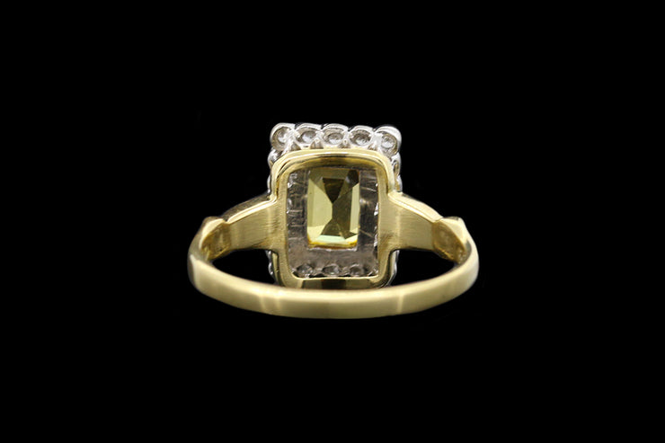 18ct Yellow Gold Diamond and Yellow Sapphire Rectangular Cluster Ring