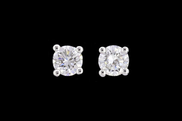 18ct White Gold Diamond Solitaire Stud Earrings