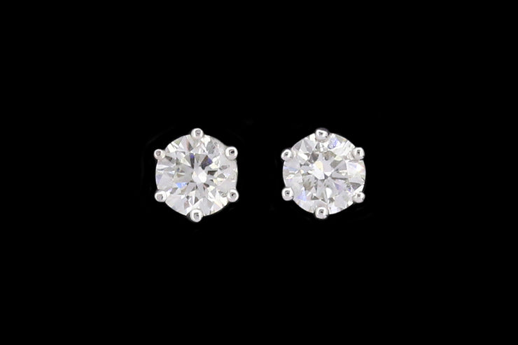 18ct White Gold Diamond Solitaire Stud Earrings